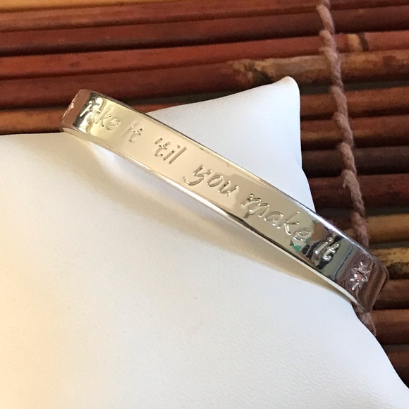 Mary Kay Silver Tone Cuff Bangle Bracelet Inscribed - Picture 2 of 4